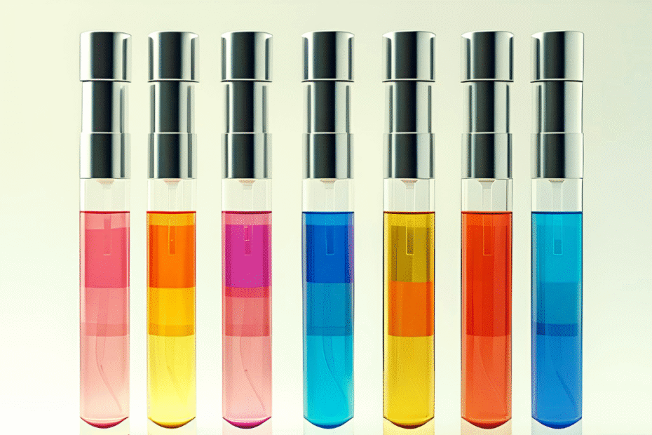 Divers flacons colorés